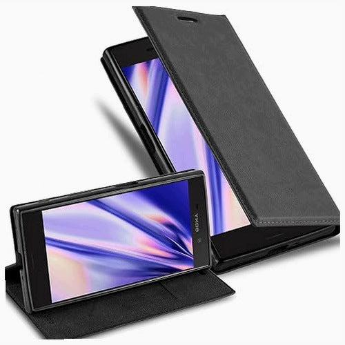 SONY XPERIA X COMPACT PHONE CASE BOOK BLACK MAGNETIC Leather