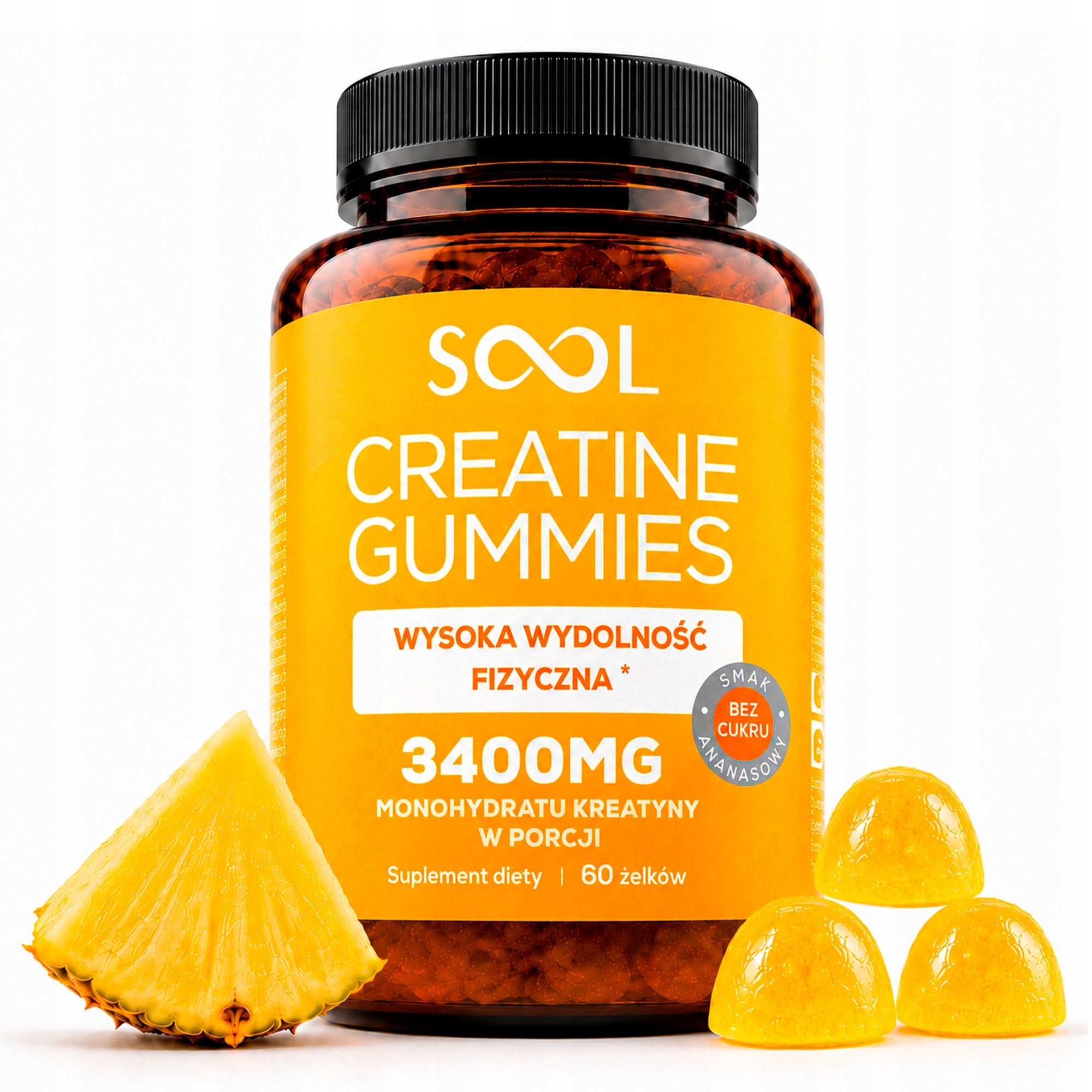 SOOL Creatine 3400mg Gummies 60 gummies Creatine Monohydrate in gummies B6 B12 Packaging status original