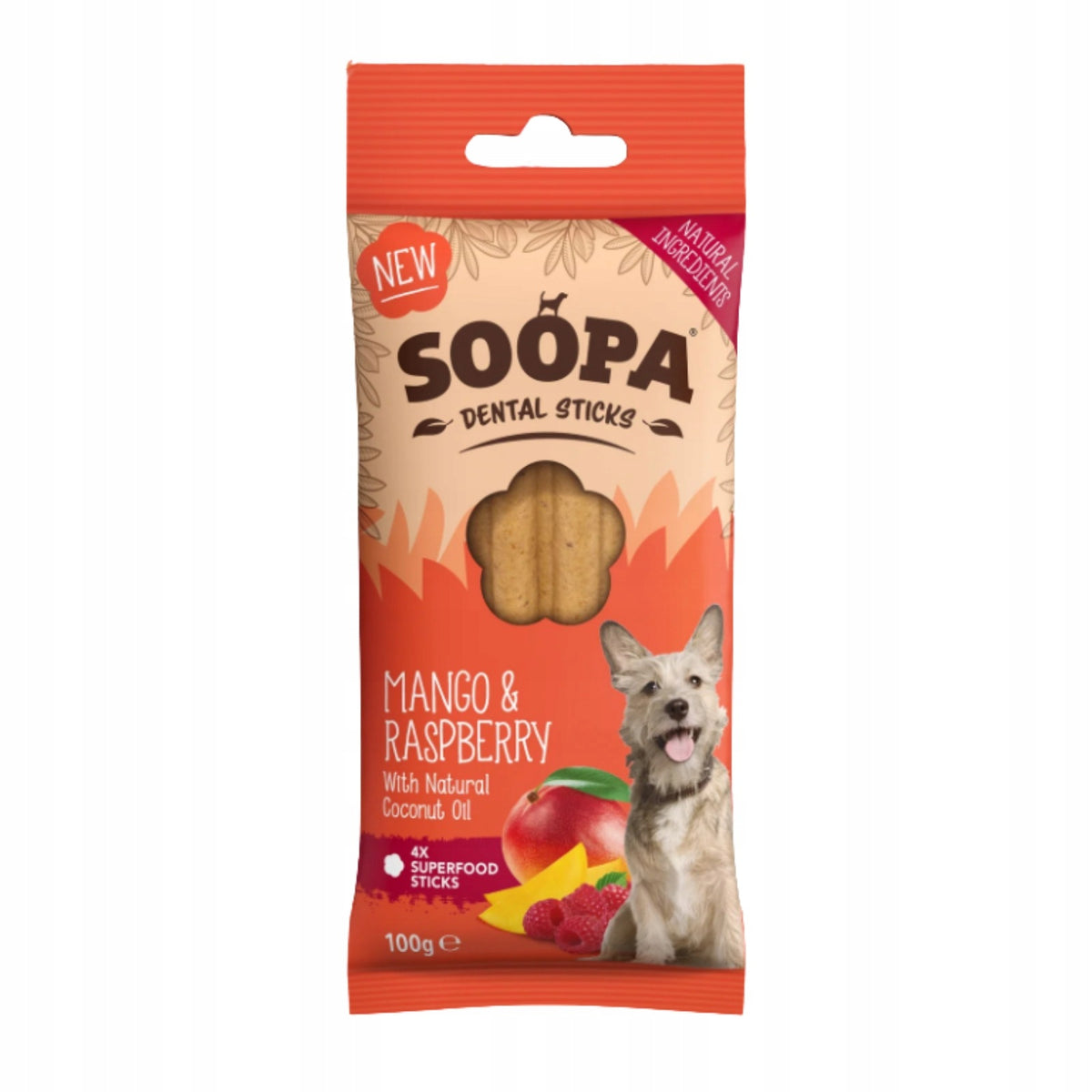 SOOPA Dental Stick Dental Treat for Dog Mango and Raspberry 100g