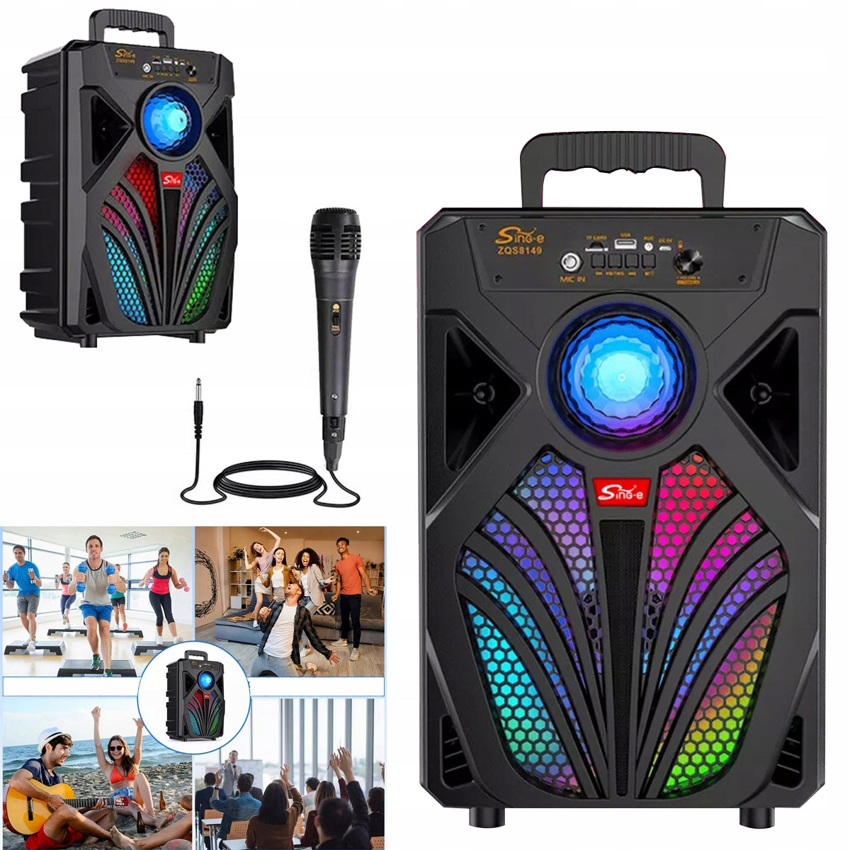 SOUND KARAOKE LARGE WIRELESS SPEAKER BOOMBOX MOBILE SYSTEM