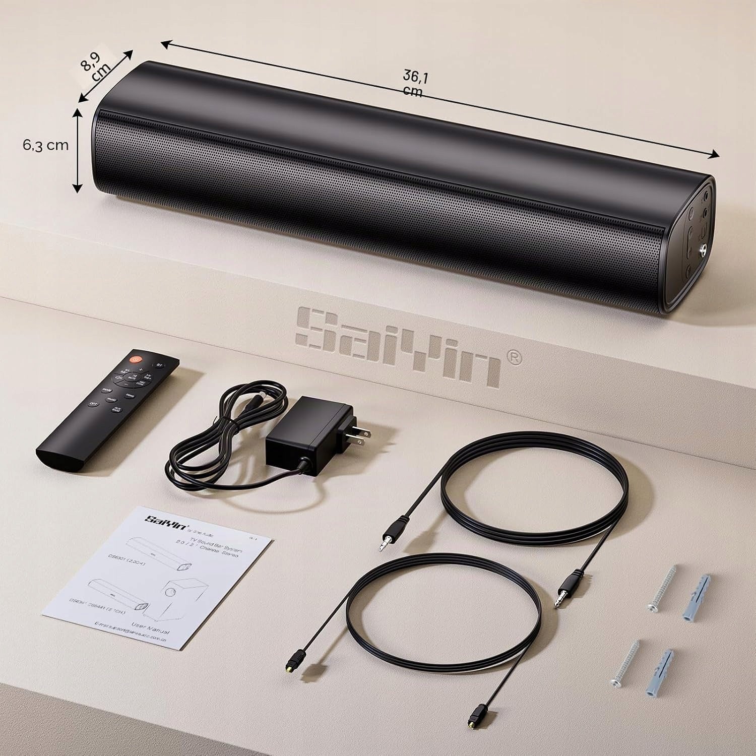 SOUNDBAR FOR TV PC 40W BLUETOOTH OPTICAL AUX SAIYIN 2.0 SPEAKER Packaging status original