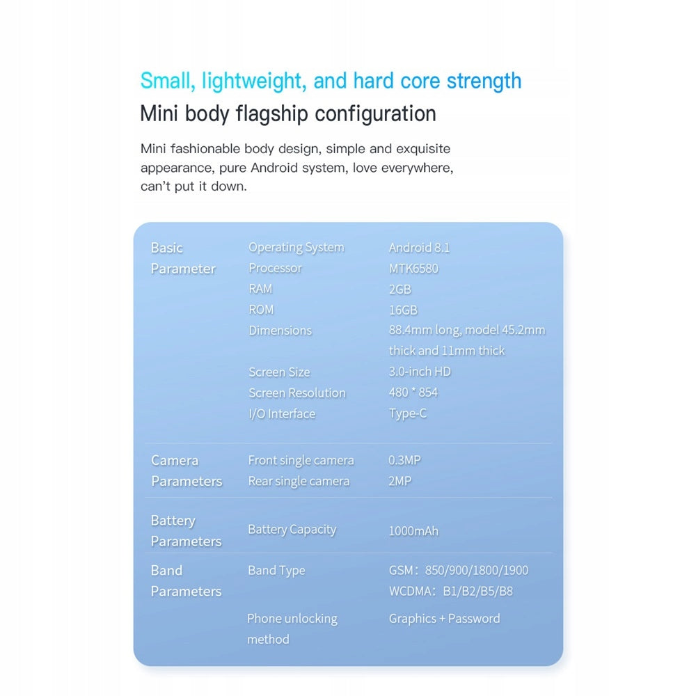 SOYES XS15 Pro 3G Mini smartphone 3 inches 1000 mAh 2 GB 64 GB Android Brand myPhone