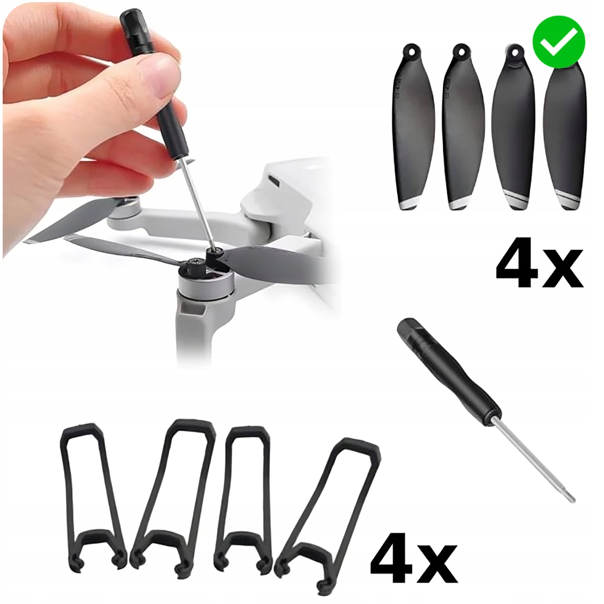 SPARE PARTS FOR SKYPRO DRONE 4x PROPELLERS 4x COVERS + SCREWDRIVER Brand no brand