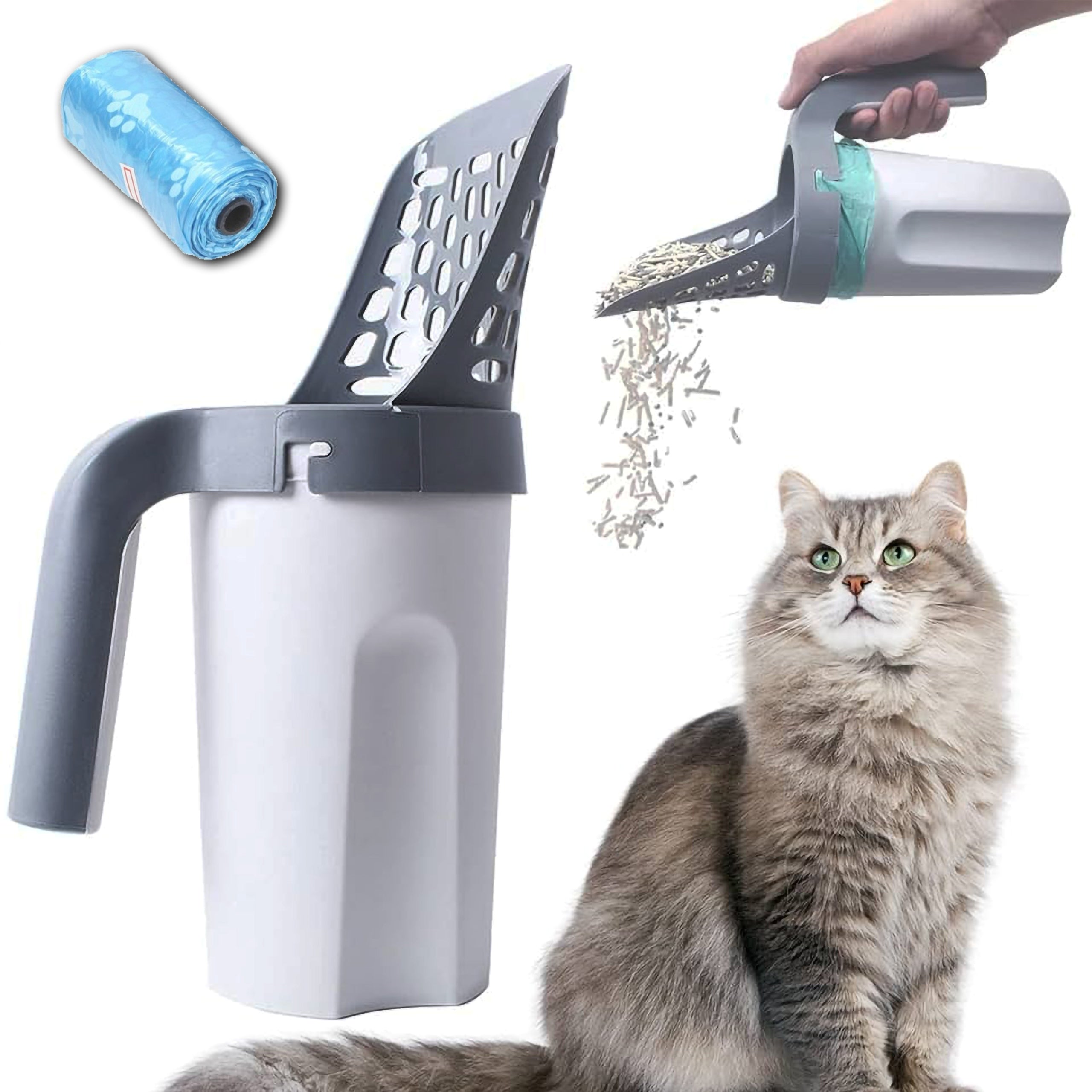 SPATULA WITH CONTAINER CAT LITTER BOX DRAWER + pouches
