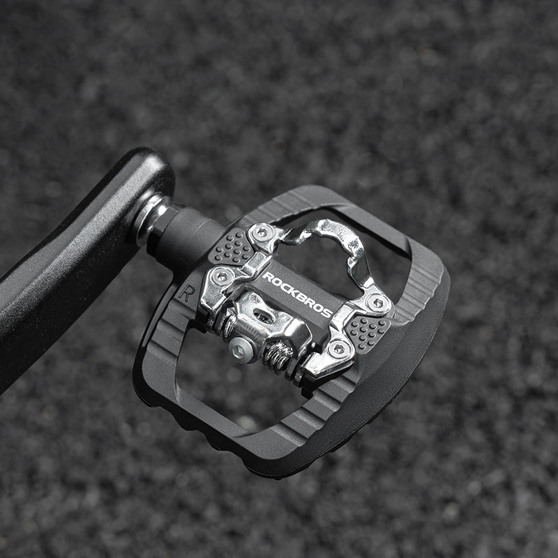 SPD Bike Pedals, for Bike, MTB, Aluminum, Latch, Rockbros Model Pedały zatrzaskowe platformowe 2w1