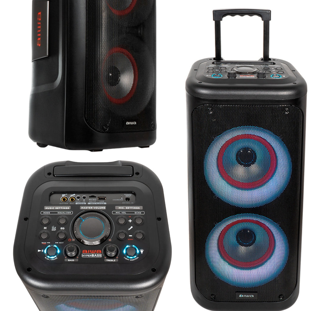 SPEAKER ON WHEELS POWER AUDIO HYPER BASS LED DISCO KARAOKE AIWA KBTUS-450