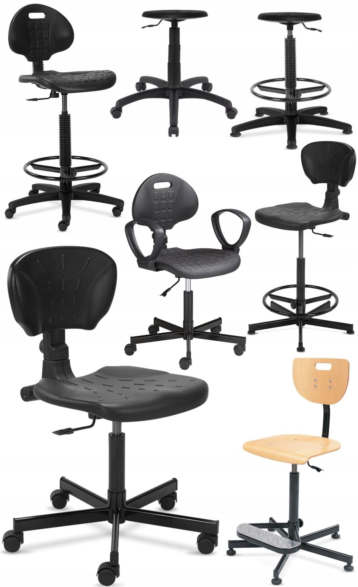 SPECIALIZED chair with footrest WORKER TS02 Upholstery color black