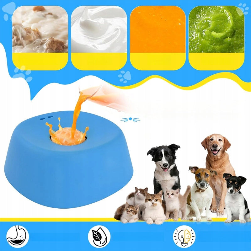 SPHERICAL SLOW-FEED BOWL FOR CATS AND DOGS BOWL FOR SMOOTH SLOW FOOD Material made from a synthetic material