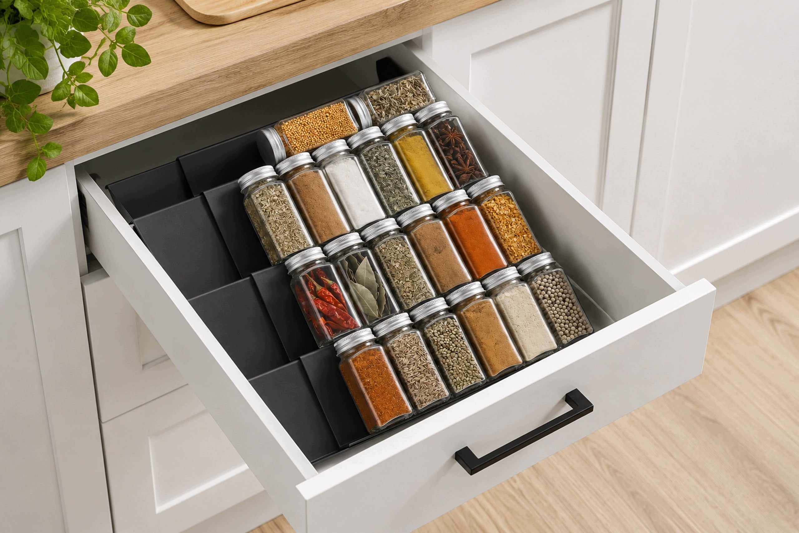SPICE DRAWER ORGANIZER ADJUSTABLE CARTRIDGE BOOKCASE STAND 2PCS Packaging status original