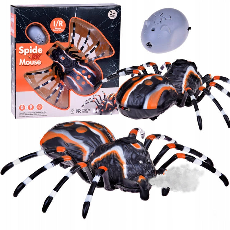 SPIDER REALISTIC TOY CONTROLLED ON THE REMOTE CONTROL LIGHTS UP WALKING GAME
