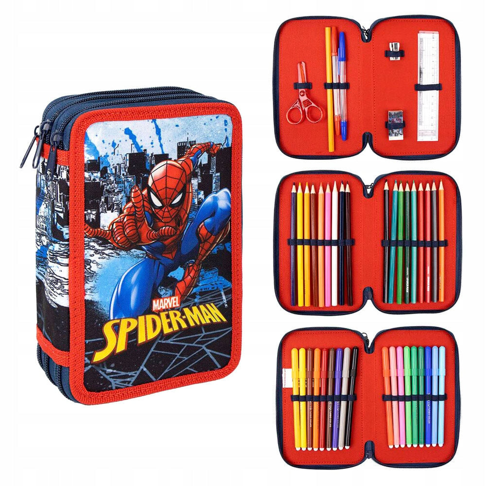 Federmäppchen mit Platz für Stifte, Spiderman, 43-tlg 