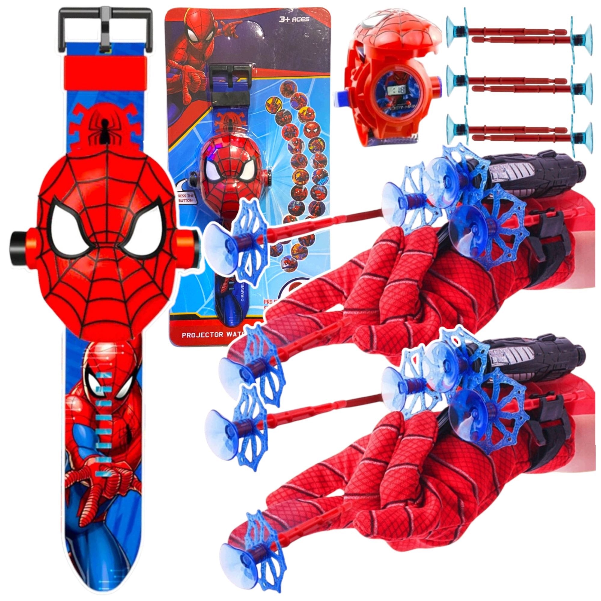 SPIDERMAN SET 2X NET LAUNCHER GLOVE + WATCH PROJECTOR GIFT