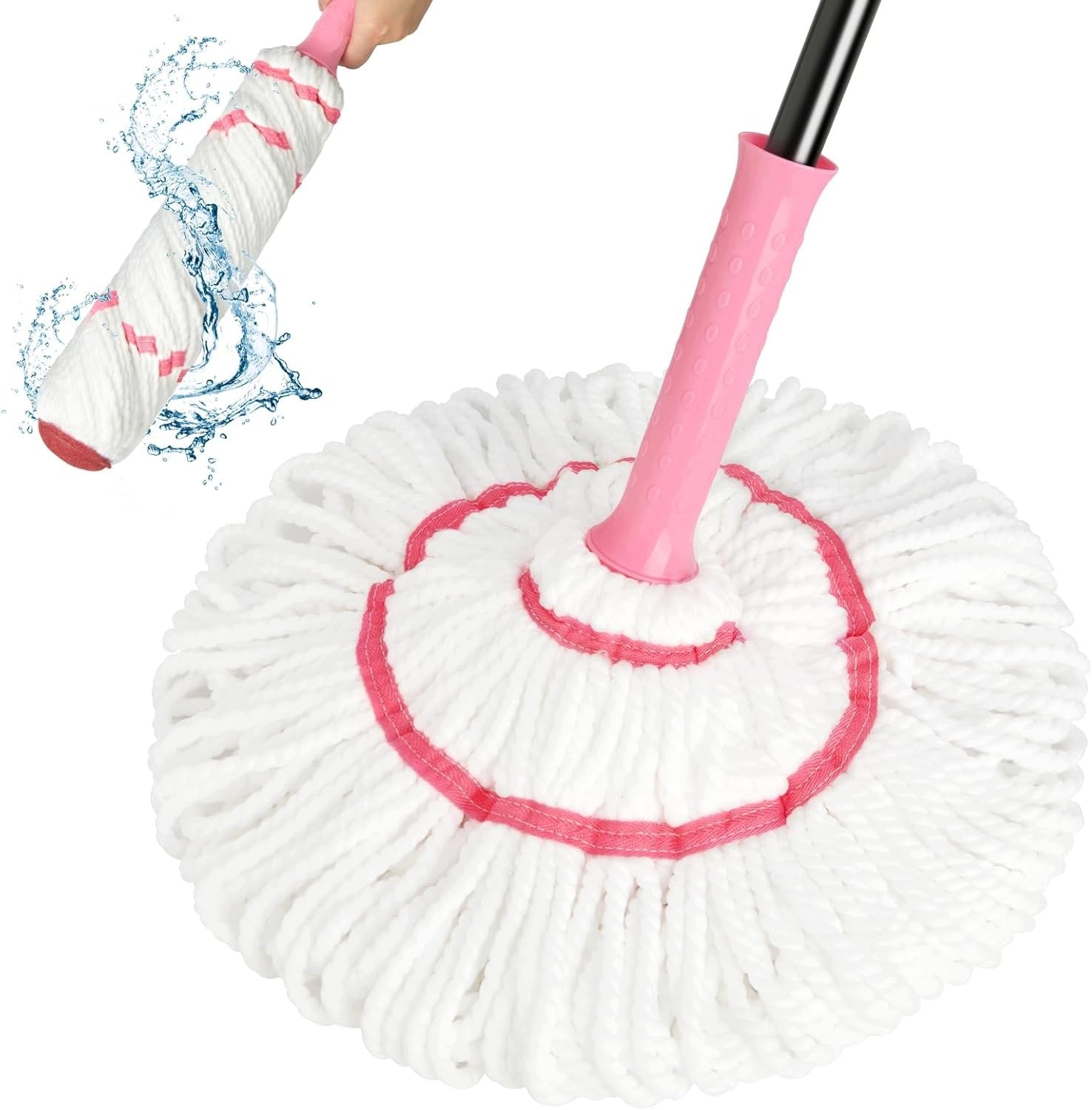 SPINNING MOP WITH SQUEEZER 145 CM MICROFIBER PINK