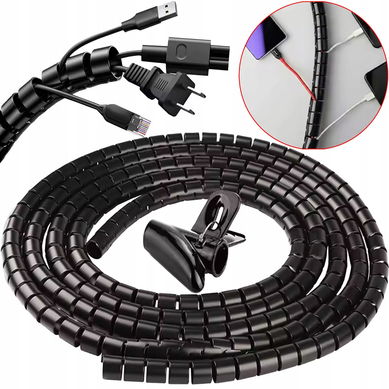 SPIRAL WRAP CABLE GRILLE OPEN 22mm 5mb WIRE BRAID COVER