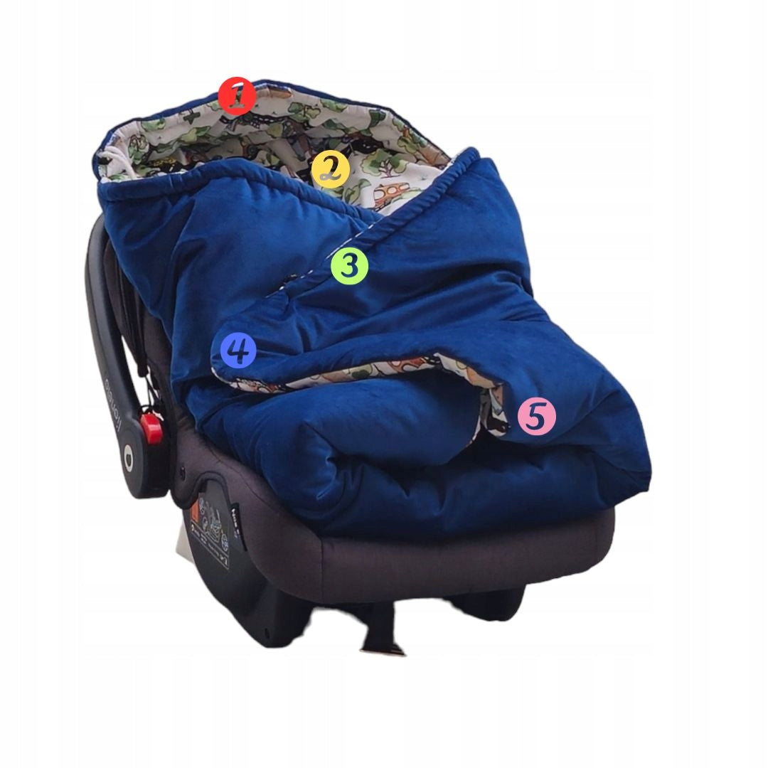 Babydecke für Kinderwagen und Autositz, dunkelblau 