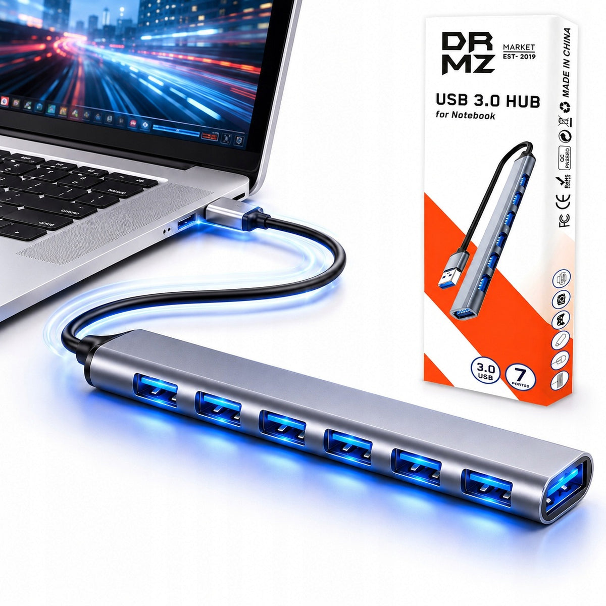 SPLITTER ADAPTER HUB USB 3.0 7x Fast Data Transfer