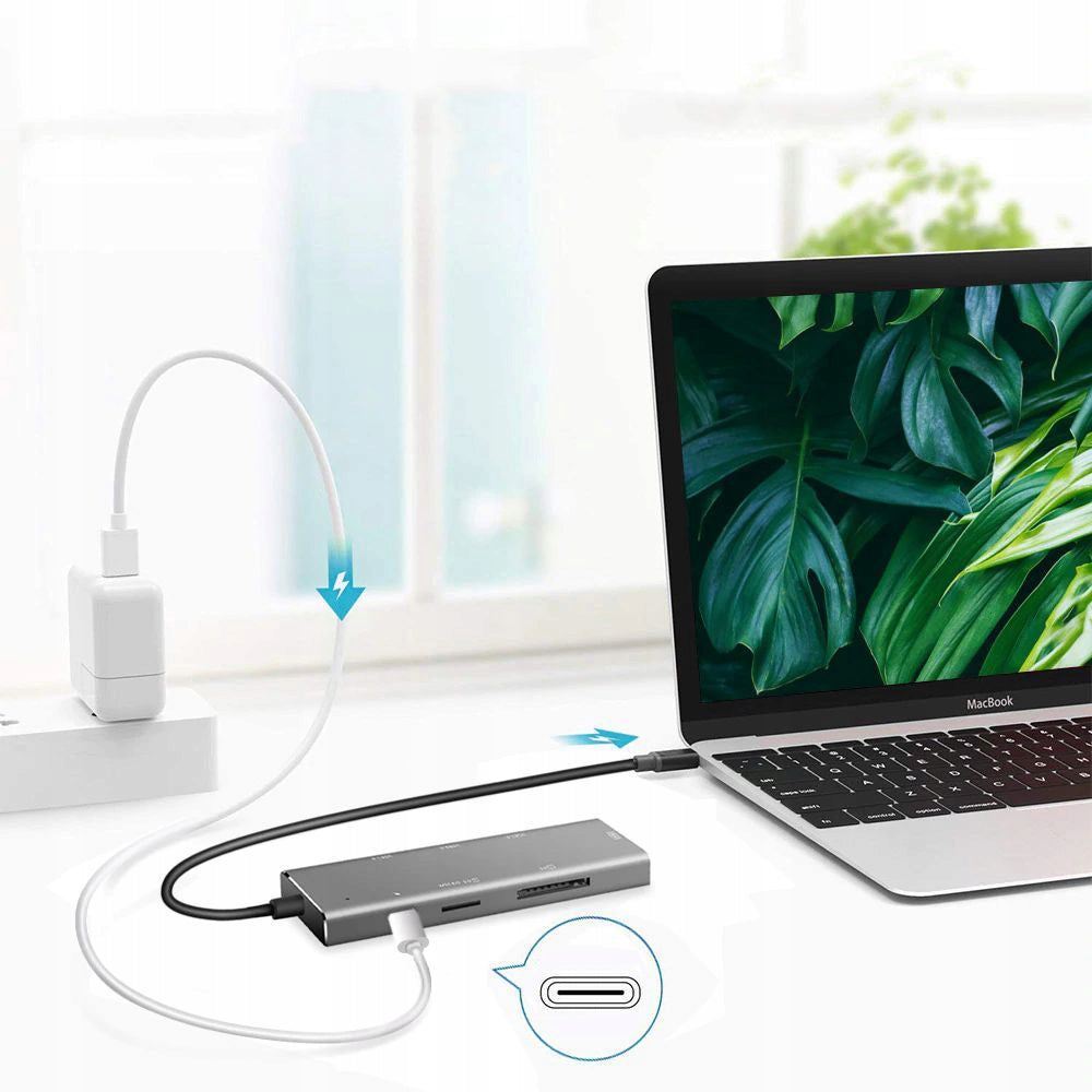 SPLITTER ADAPTER USB-C HUB USB 7in1 MICROSD HDMI 4K FOR MACBOOK Manufacturer code PH-EL-413