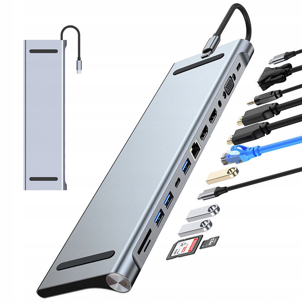 SPLITTER HUB USB 100W ADAPTER PORT HUB RJ45 14in1