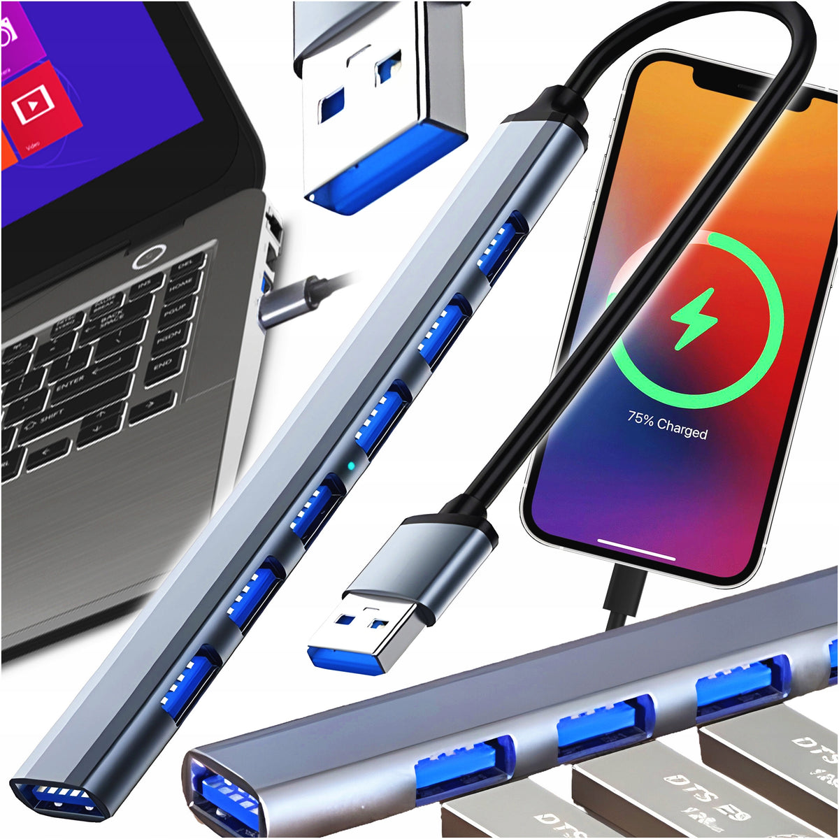 SPLITTER HUB USB 7in1 USB 3.0 5gbps Bounn ADAPTER
