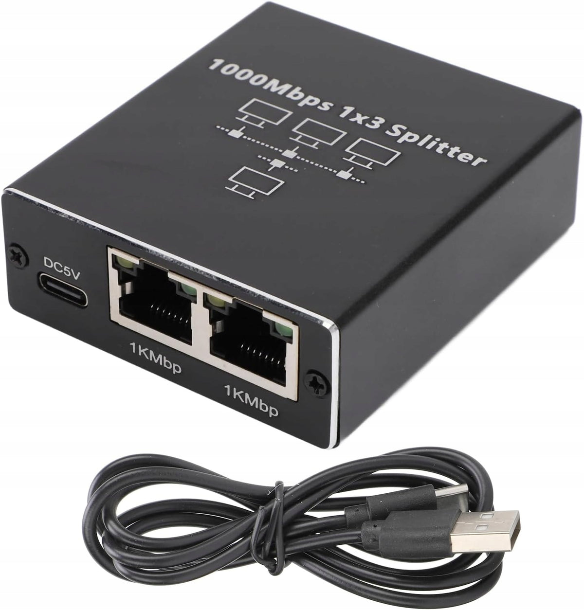 SPLITTER LAN 1x2 ADAPTER SPLITTER SWITCH 2xRJ45 ETHERNET 1000Mb GIGABIT