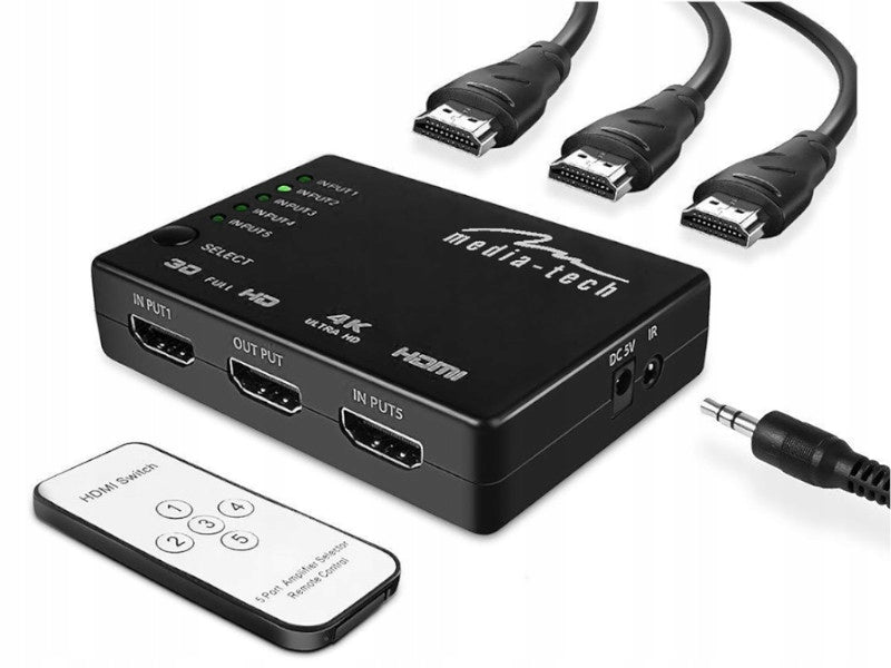 SPLITTER SWITCH 5x HDMI ULTRA HD 4K SWITCH + REMOTE CONTROL MT5207 Manufacturer Media-tech
