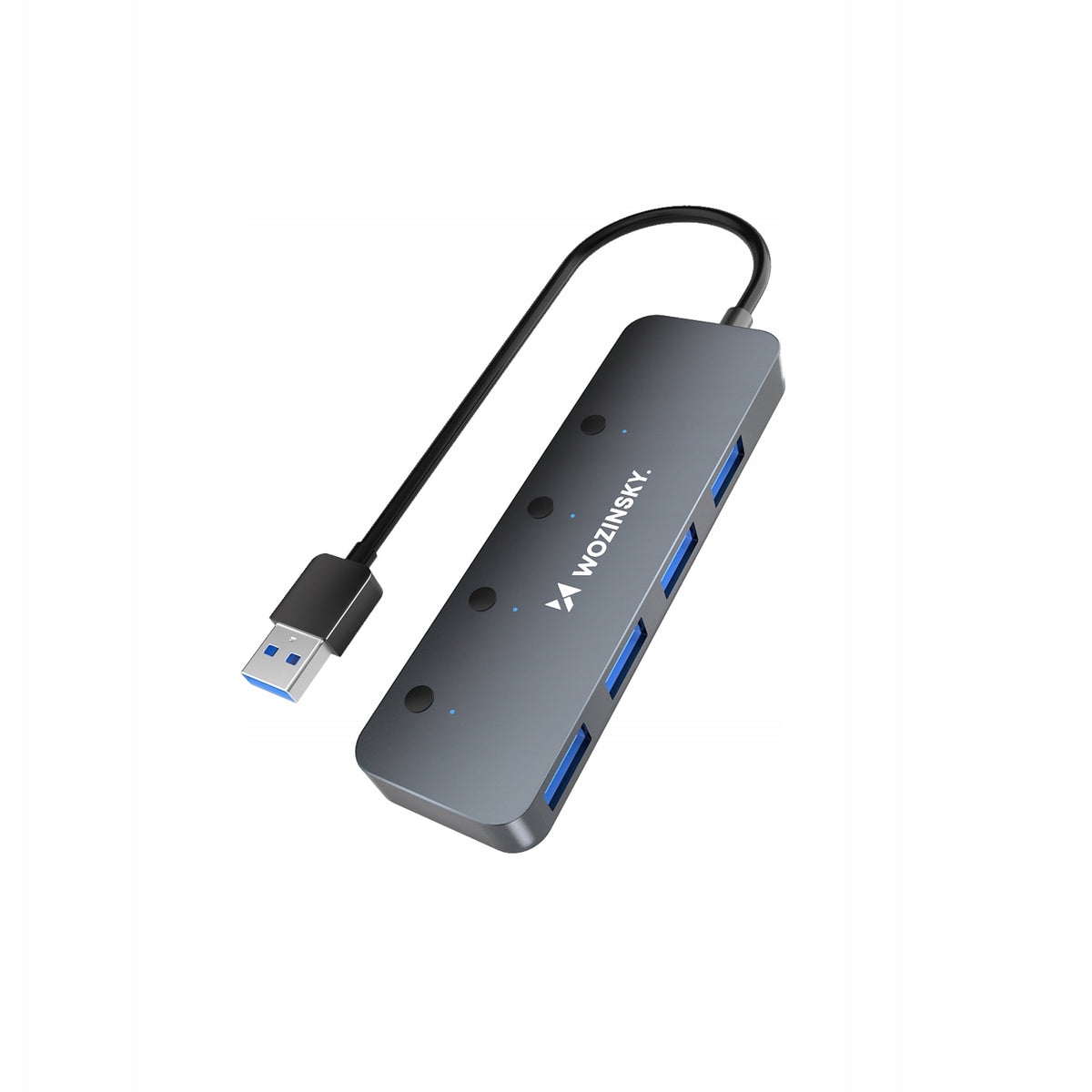 SPLITTER USB 3.0 4 ALUMINUM PORTS WITH BUTTONS GREY