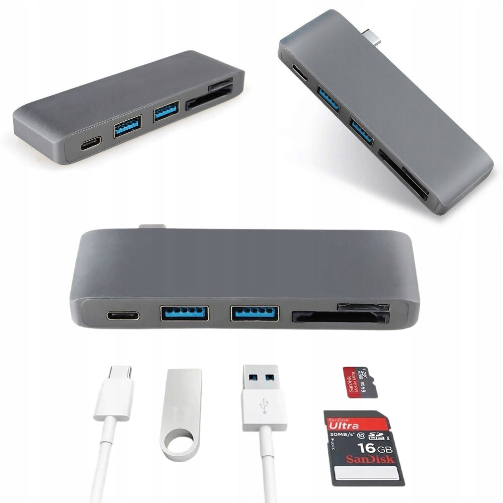 SPLITTER USB-C HUB USB 3.0 SD MICROSD PD HDMI MACBOOK PC