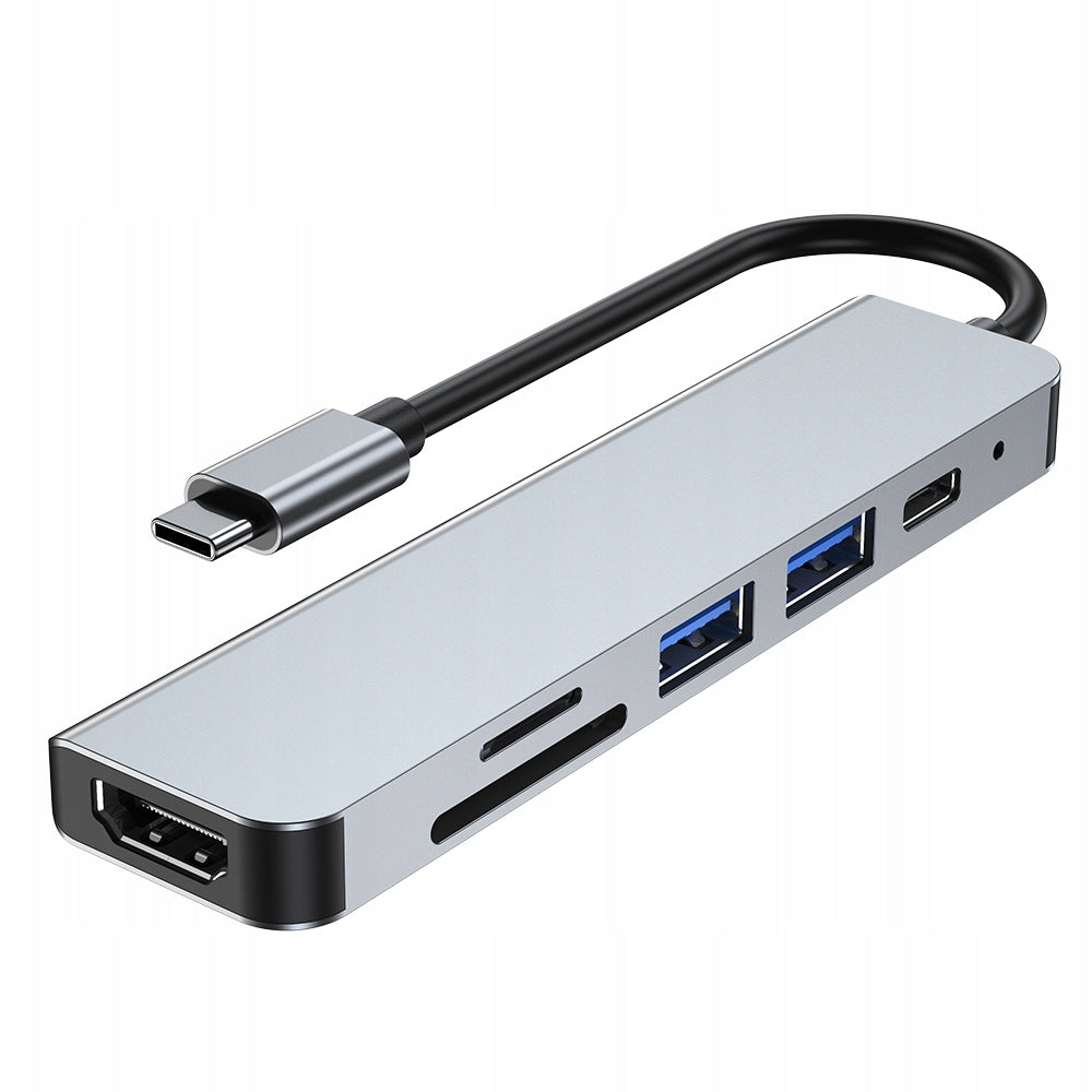 SPLITTER USB HUB ADAPTER USB-6w1 2xUSB HDMI SD TYPE-C