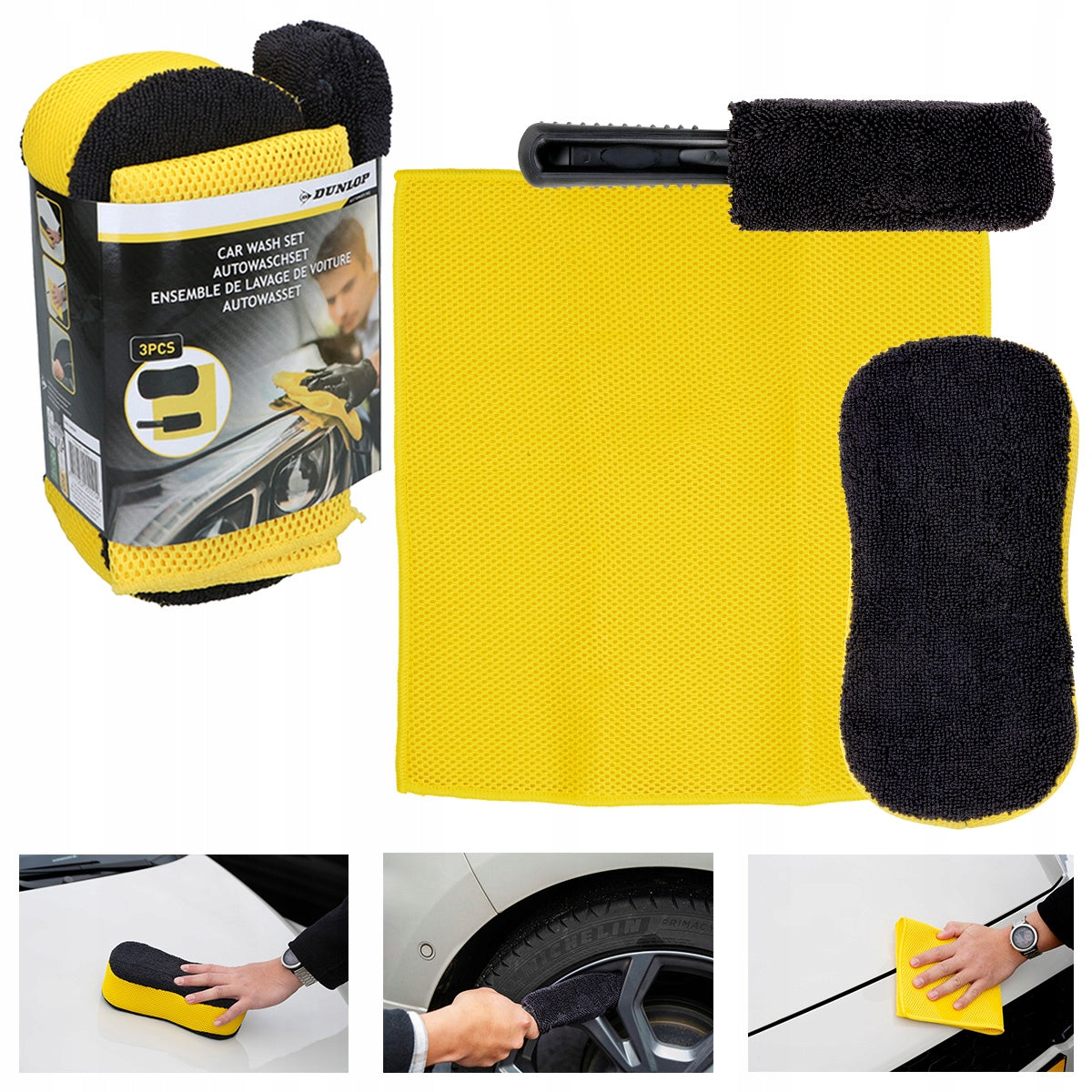 SPONGE BRUSH CLOTH Set 3in1 for car washing rims DUNLOP EAN (GTIN) 8711252255514