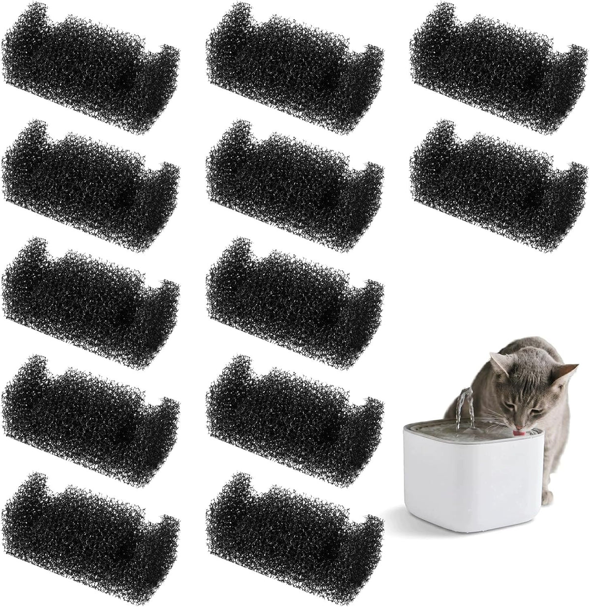 SPONGE FILTERS FOR CAT FOUNTAIN 12 PCS REPLACEMENT