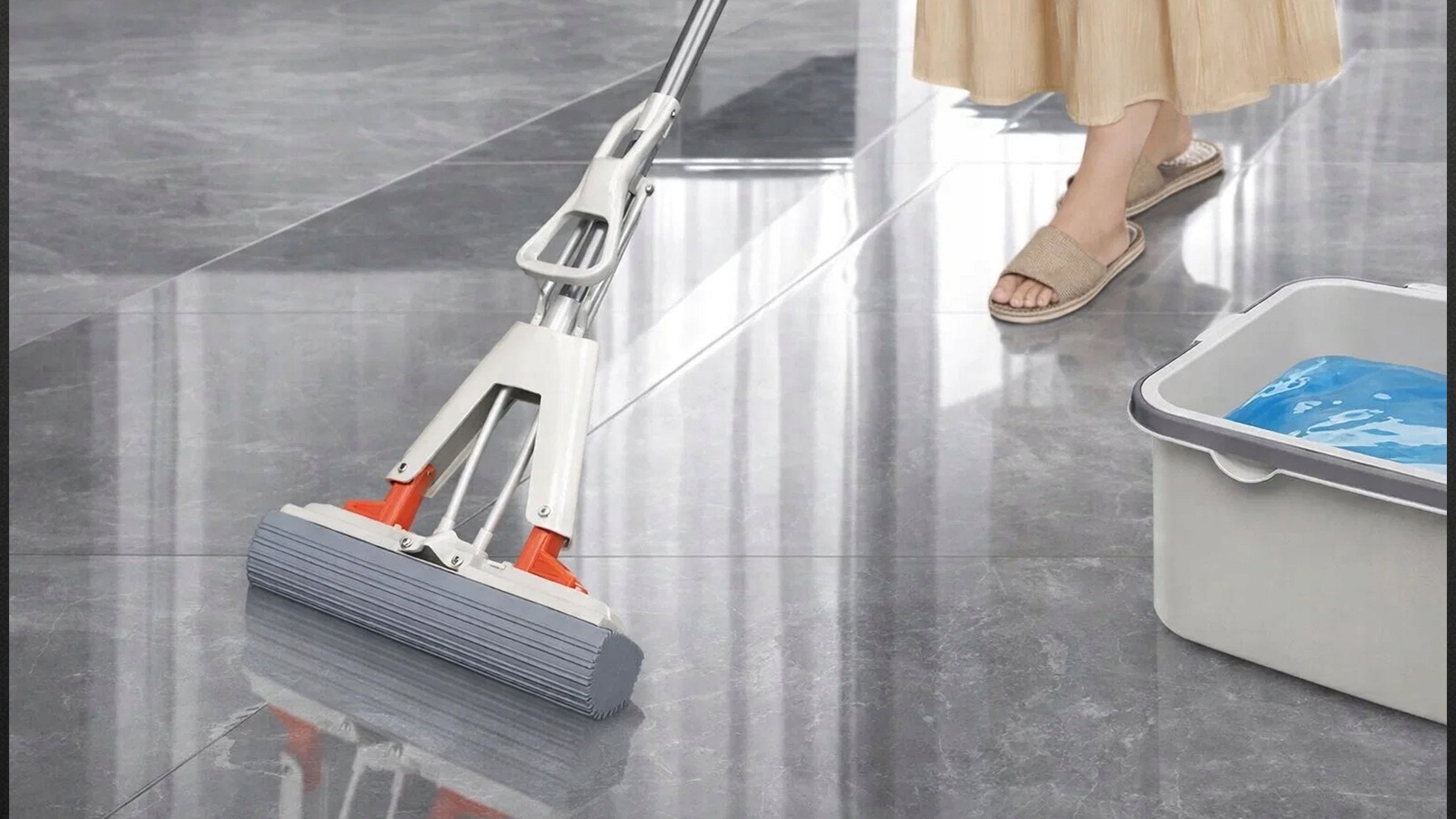 SPONGE MOP FOR FLOOR CLEANING SQUEEZED SPONGY WATER PULLER SPONGE Packaging status original