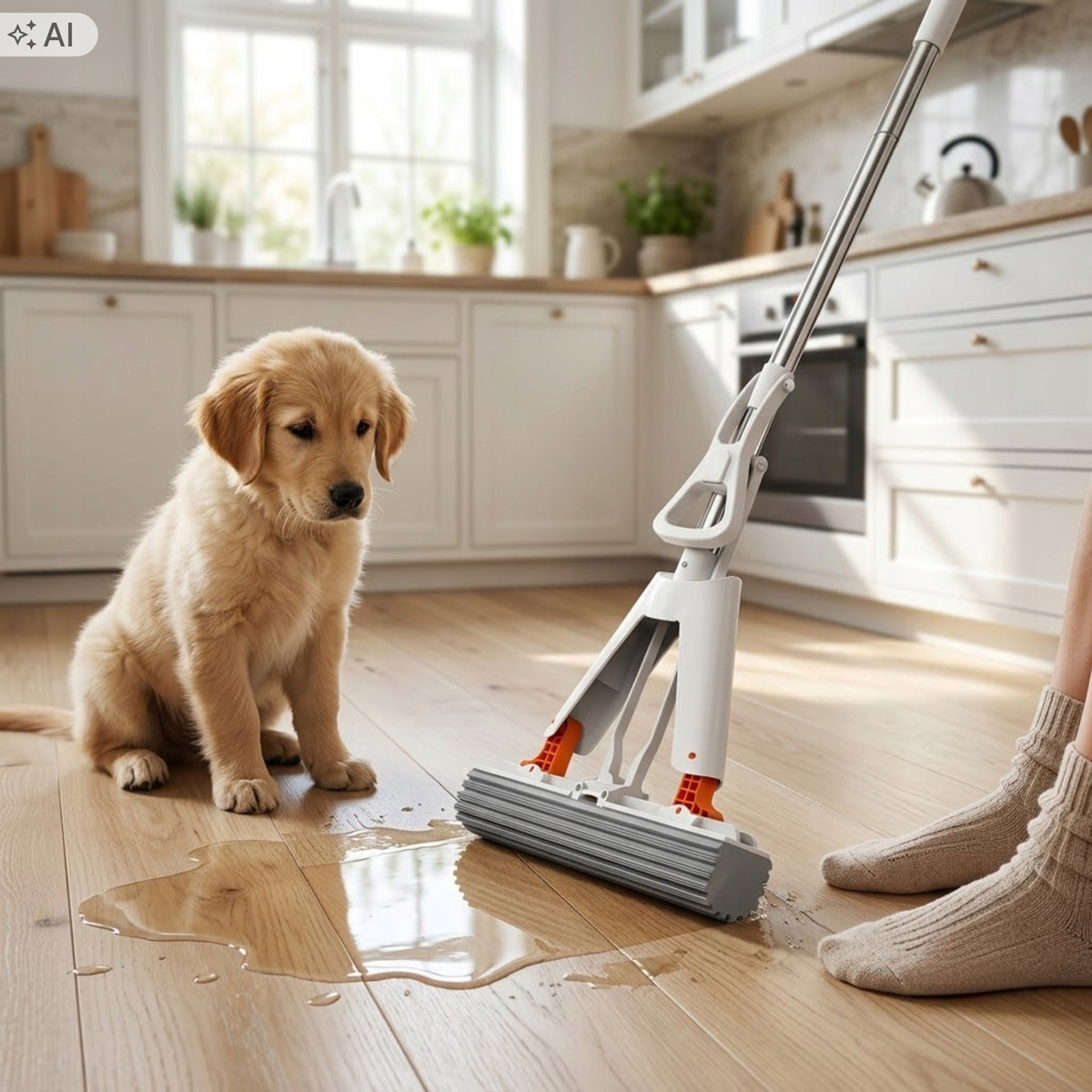 SPONGE MOP FOR FLOORS TELESCOPIC SQUEEZER PULLER SUPER ABSORBENT Packaging status original