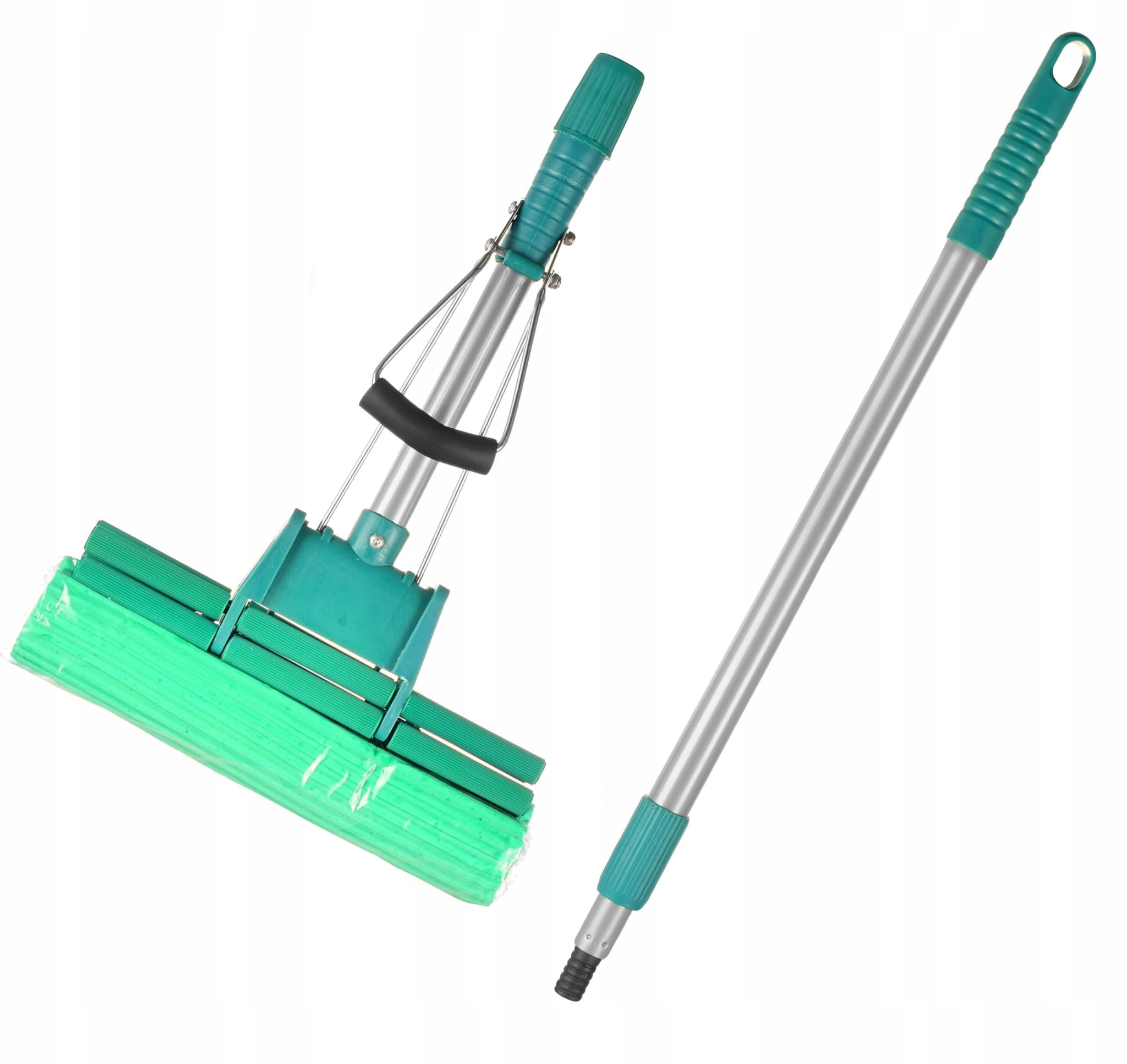 SPONGE Mop WITH SQUEEZER Telescopic STICK Color green