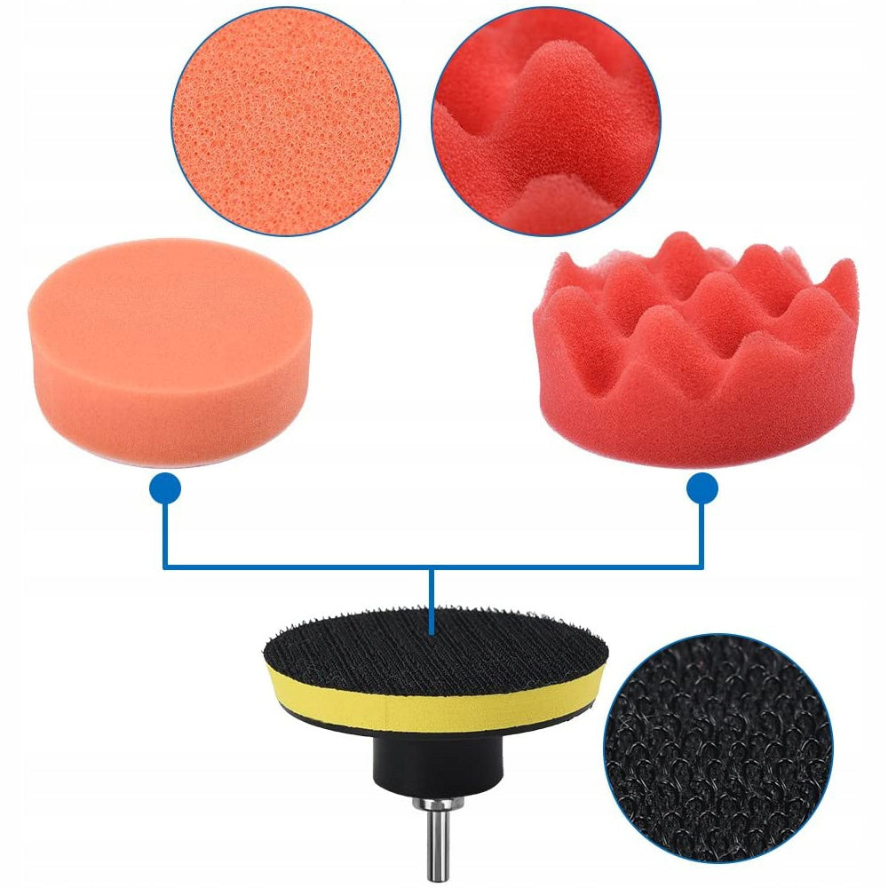 SPONGE POLISHING PADS FOR SCREWDRIVER DRILL 80MM SET OF 10 PCS + ADAPTER Manufacturer code POLERKA FUTRO POLERSKIE LAKIERU AUTA