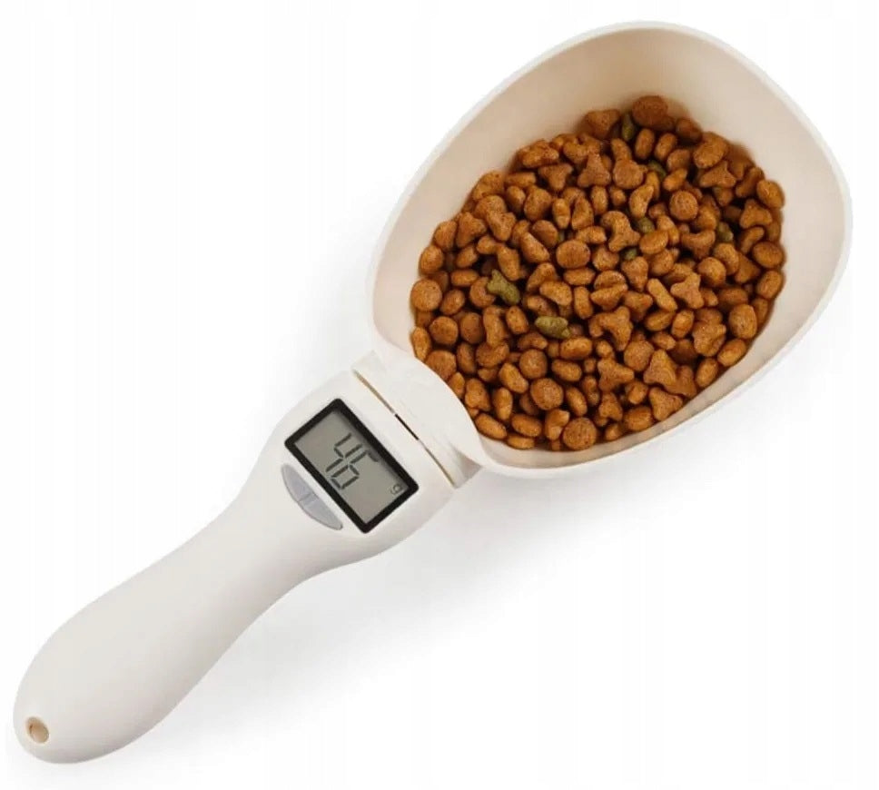 SPOON WEIGHT WITH MEASURING CUP FOR FOOD PORTABLE FOR DOG CAT LCD ANIMALS 800g 2549 Manufacturer code ŁYŻKA NA KARMĘ PRZENOŚNA Z WYŚWIETLACZEM