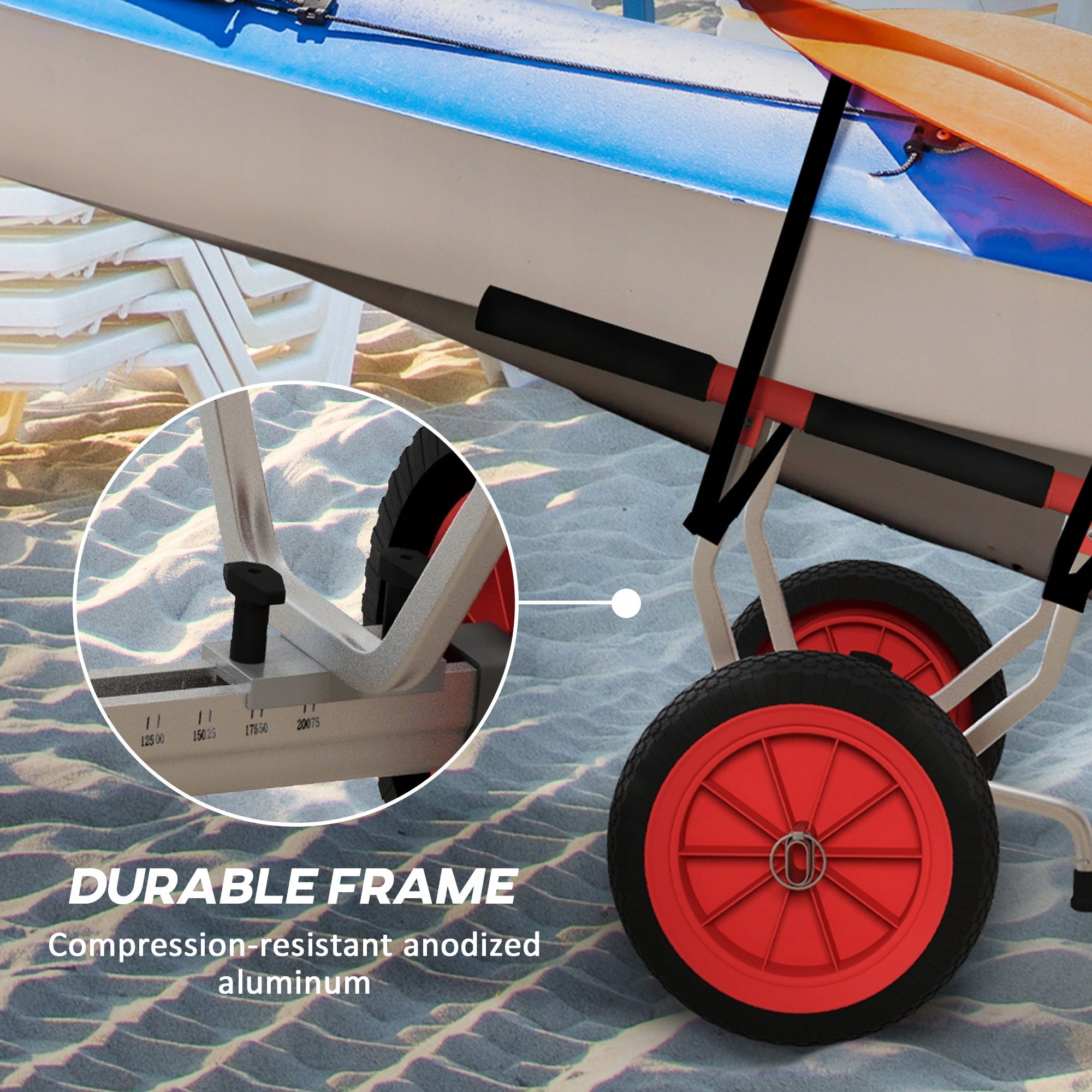 SPORTNOW Adjustable aluminium kayak trolley up to 100 kg with fastening straps Weight 100 kg