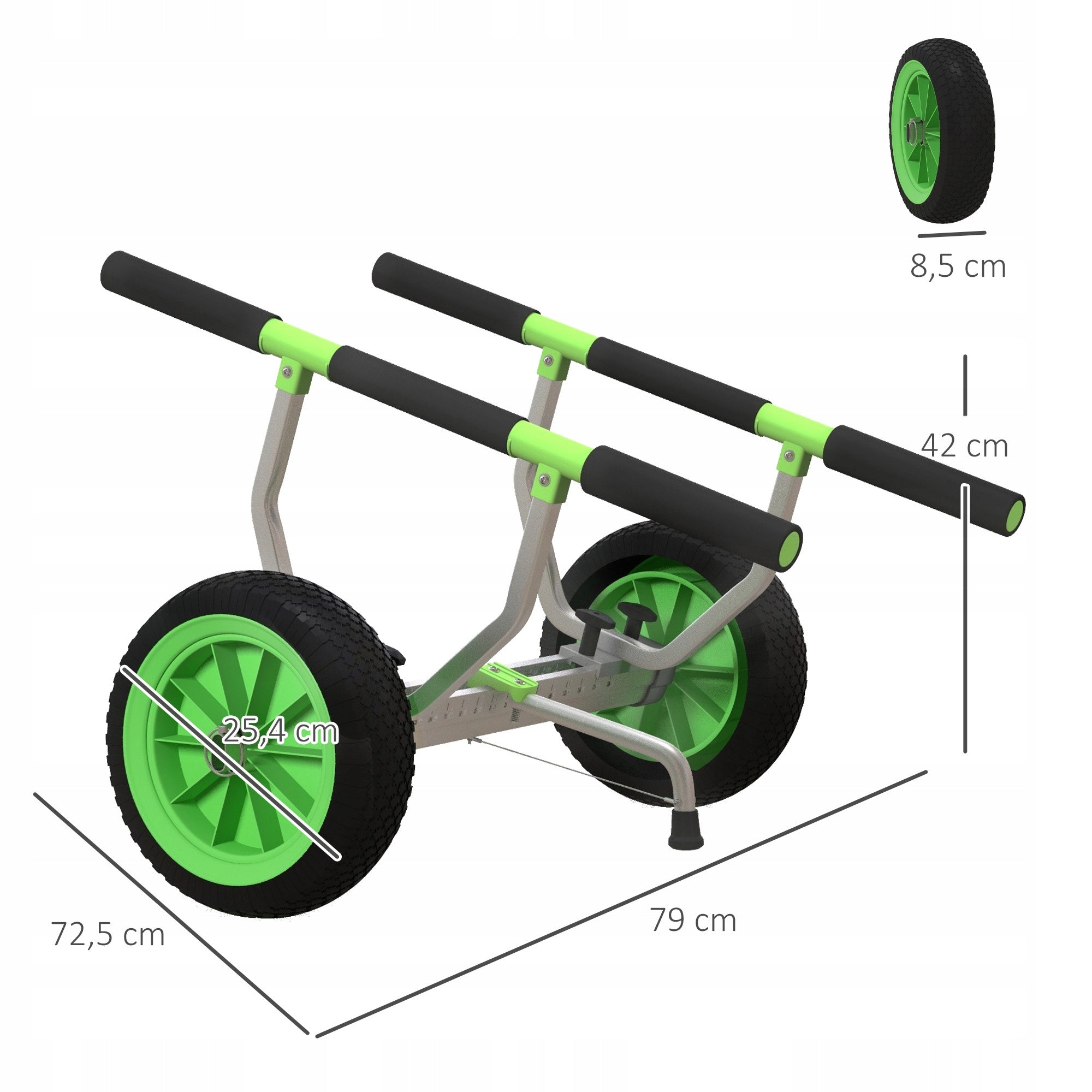 SPORTNOW Kayak trolley, adjustable, with canoe belt, durable, green Length 79 cm