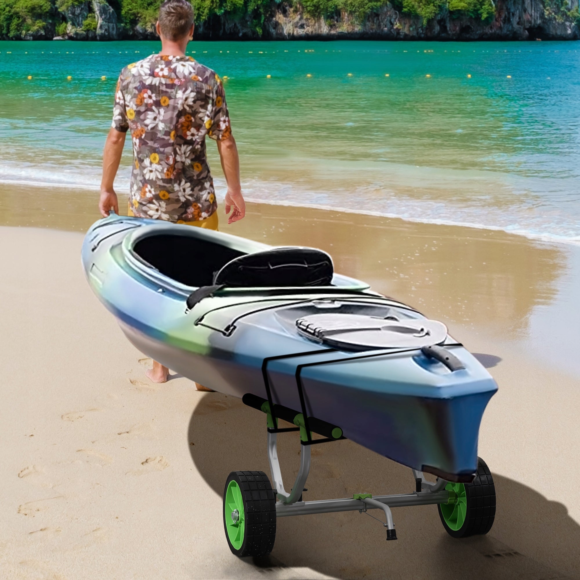 SPORTNOW Kayak trolley, adjustable, with canoe belt, durable, green Packaging status original