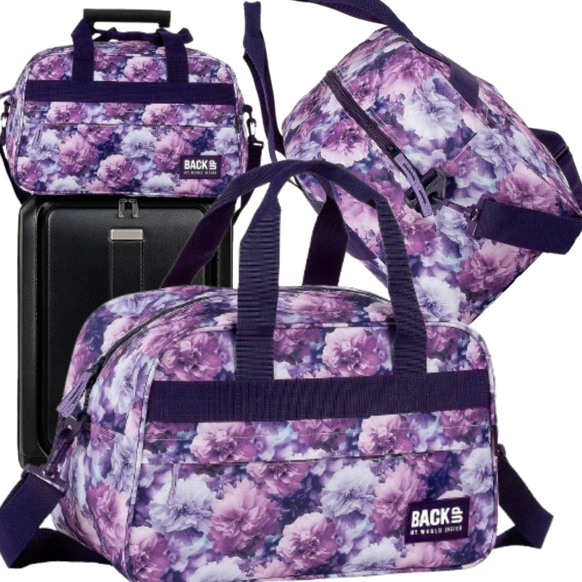 SPORTS BAG BACKUP PURPLE FLOWERS FOR SWIMMING POOL TRAVEL LUGGAGE 40X25X20 CM