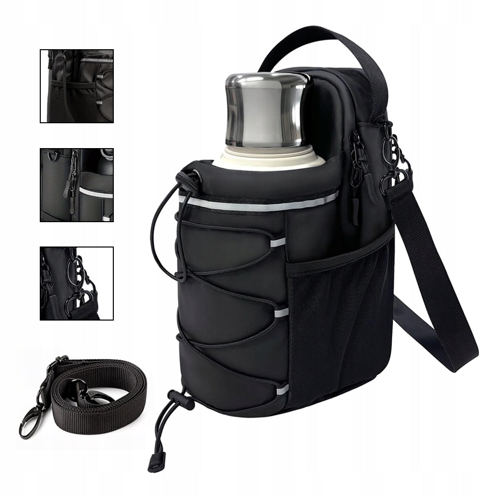 SPORTS BAG FOR MAGNETIC GYM, WATER BOTTLE THERMOS Color black