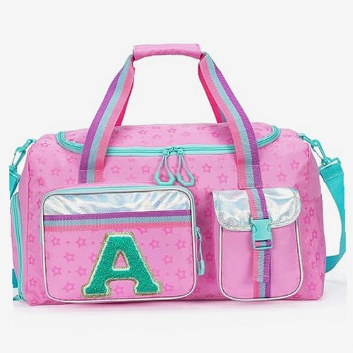 SPORTS BAG GIRLS LETTER A NYLON COMPARTMENT SHOES 50X28CM for children