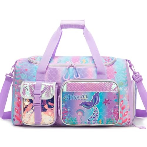 SPORTS BAG GIRLS MERMAID NYLON WITH SHOE COMPARTMENT 50X28X21CM Brand no brand