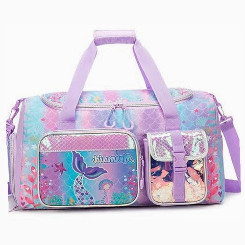 SPORTS BAG GIRLS MERMAID NYLON WITH SHOE COMPARTMENT 50X28X21CM