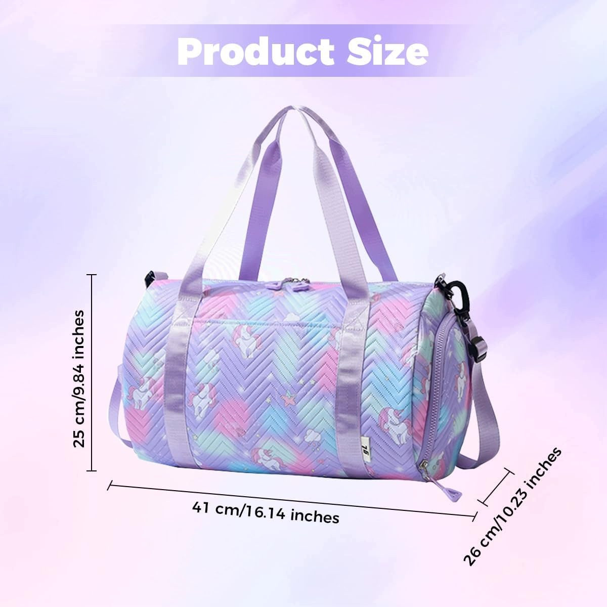SPORTS BAG GIRLS UNICORN RAINBOW 41X26X25 CM Manufacturer code Torebka sportowa dla dzieci z jednorożce