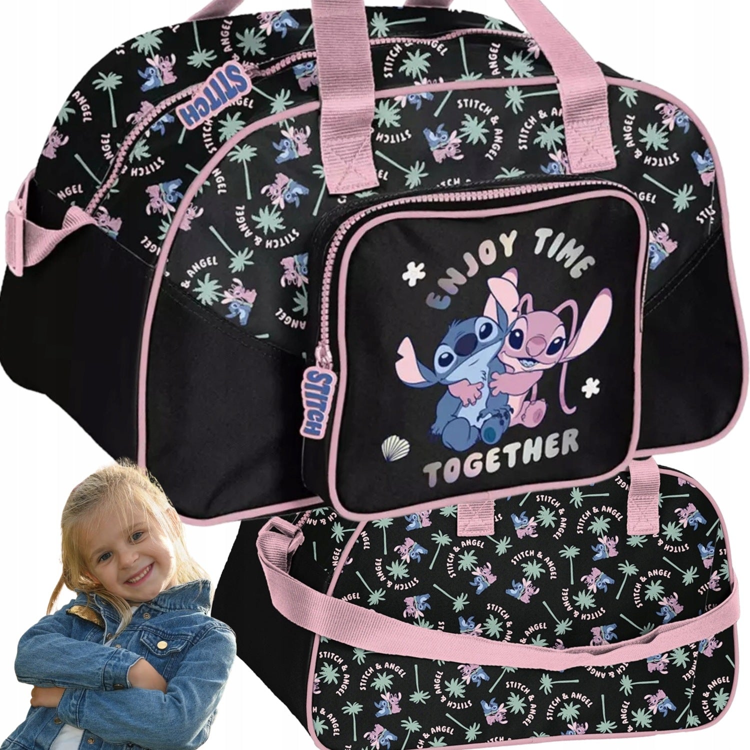 SPORTS BAG LILO STITCH DS25AA-119 FOR SWIMMING POOL TRAINING TRAVEL 40,5X24X23 CM