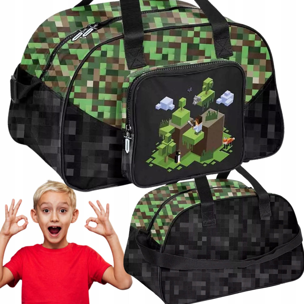 SPORTS BAG MINECRAFT PIXELS FOR SWIMMING POOL PASO TRAVEL TRAINING 40X24X23 CM