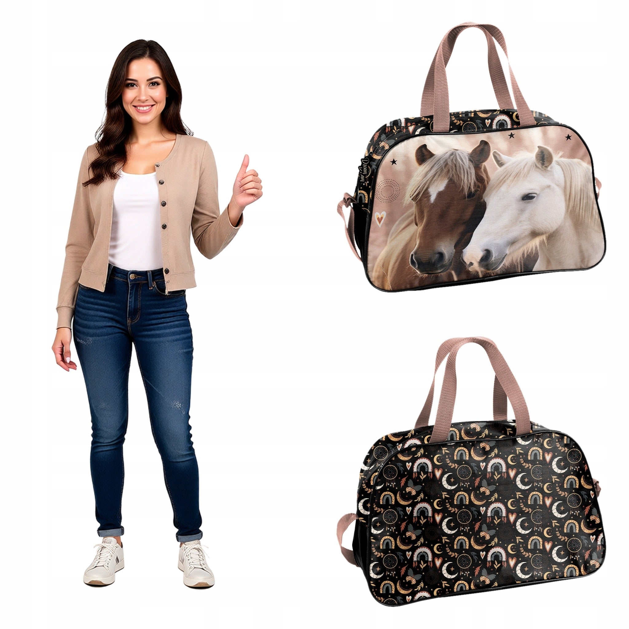 SPORTS BAG PASO HORSES TRAINING HORSES BLACK PINK