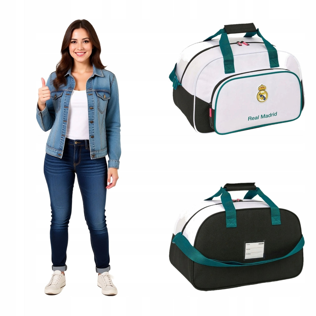 SPORTS BAG REAL MADRITE SAFTA WITH LARGE COMPARTMENT AND POCKET