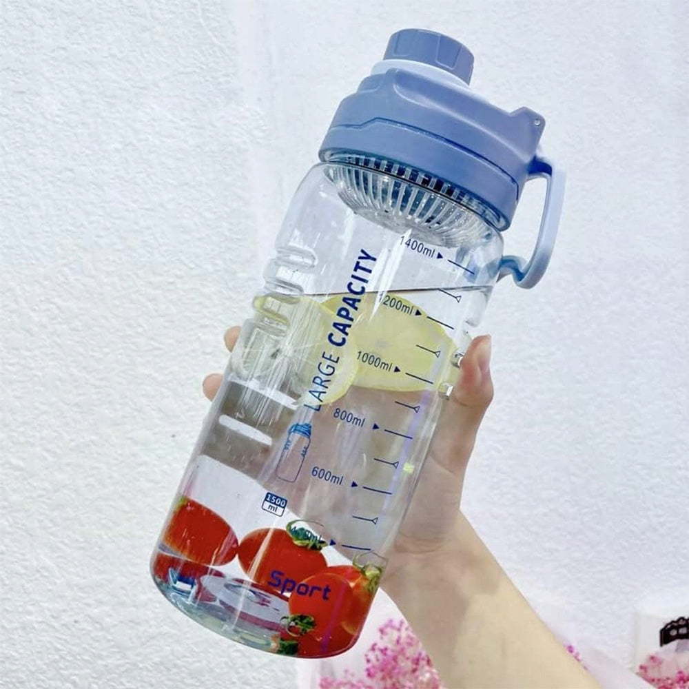 SPORTS BOTTLE 1500 ML WITH GRADUATION AND SILICONE SEAL BLUE BOTTLE Manufacturer code WATER JUG 1,5L KANISTER sfzr