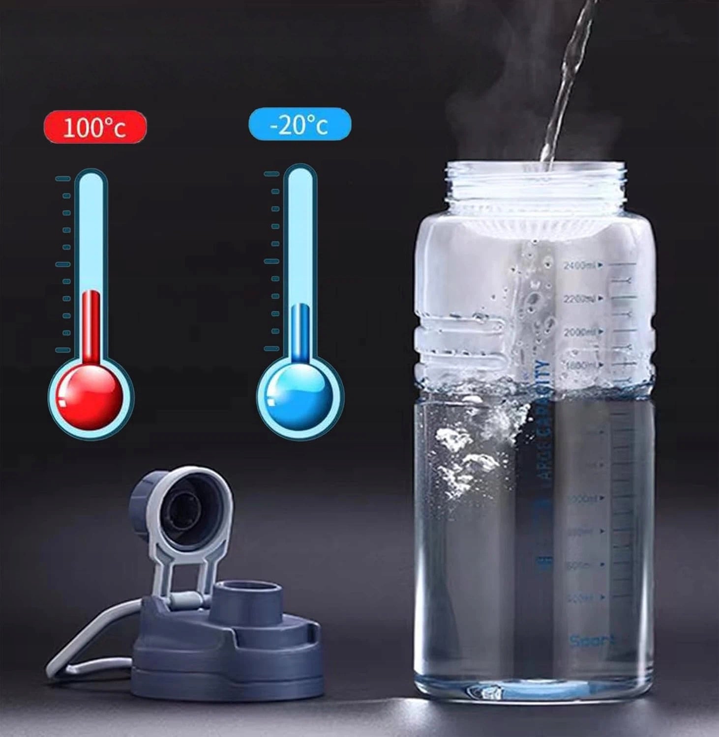 SPORTS BOTTLE 1500 ML WITH GRADUATION AND SILICONE SEAL BLUE BOTTLE Volume 1500 ml